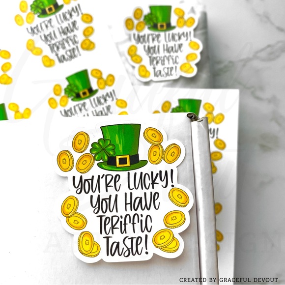 You’re Lucky! You Have Terrific Taste! - 2" (inches) Sticker (48ct.)  [GD49-48] - Picture 3 of 5